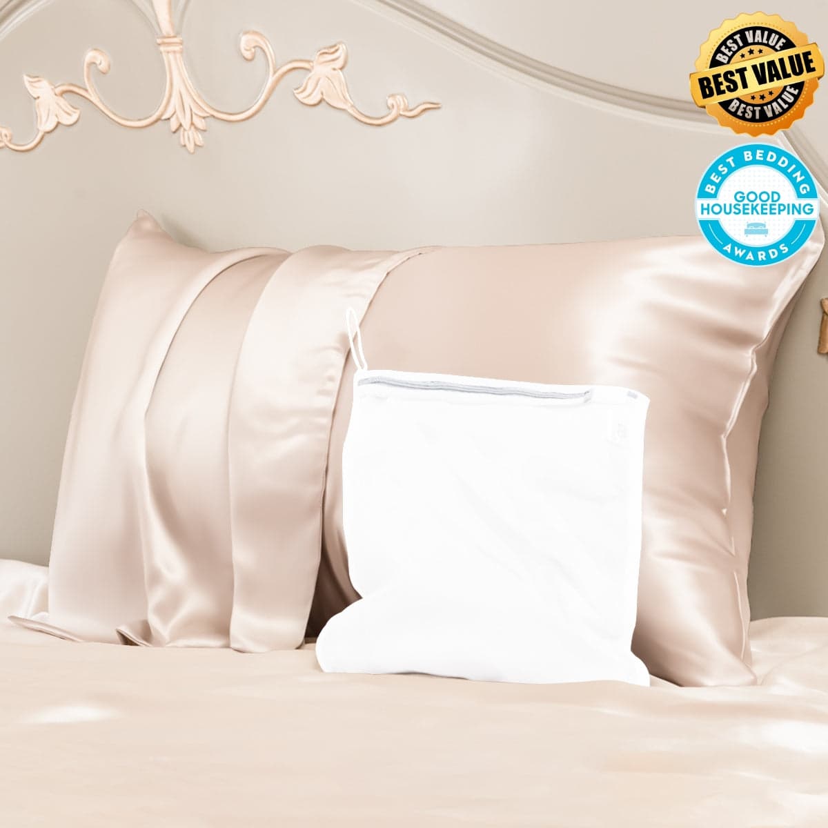 Promeed Silk Pillowcase with Zipper & Laundry Bag - 23mm Mulberry Silk